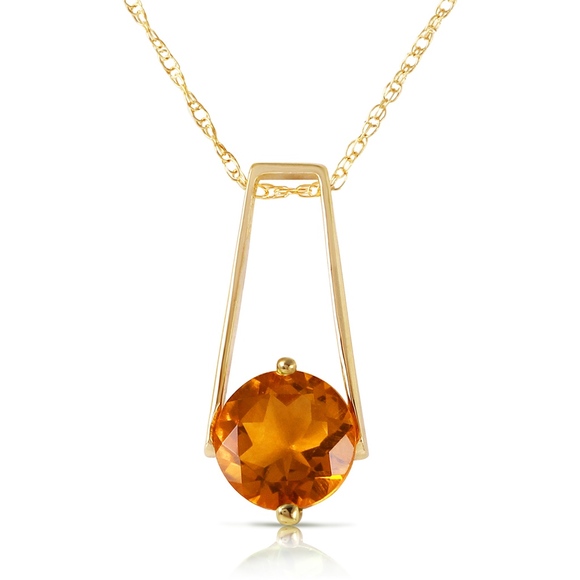 14K. SOLID GOLD NECKLACE WITH NATURAL CITRINE - Picture 3 of 6